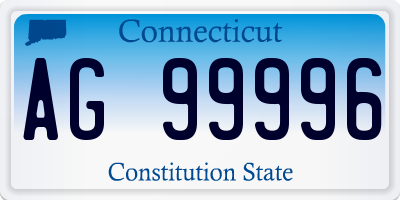 CT license plate AG99996