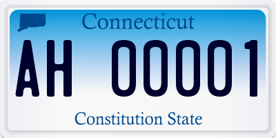 CT license plate AH00001