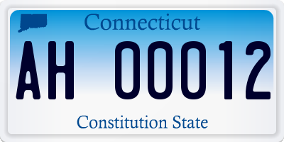 CT license plate AH00012