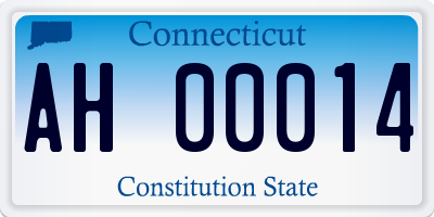 CT license plate AH00014