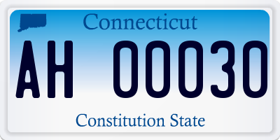 CT license plate AH00030