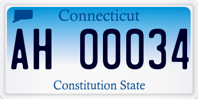 CT license plate AH00034