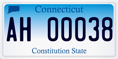 CT license plate AH00038