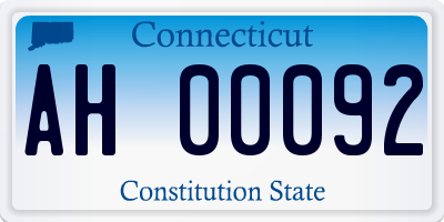 CT license plate AH00092