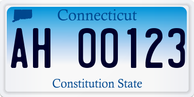 CT license plate AH00123