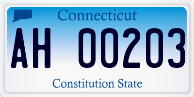 CT license plate AH00203