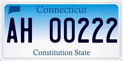 CT license plate AH00222