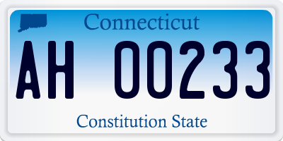CT license plate AH00233