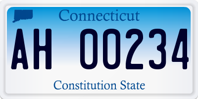 CT license plate AH00234