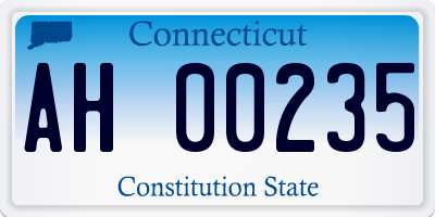 CT license plate AH00235