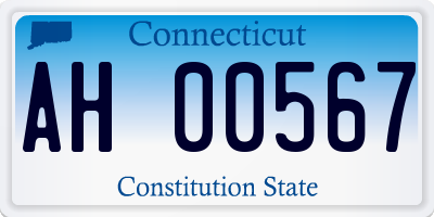 CT license plate AH00567