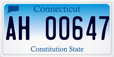 CT license plate AH00647