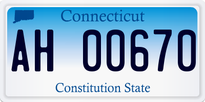 CT license plate AH00670