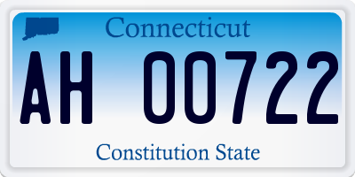 CT license plate AH00722