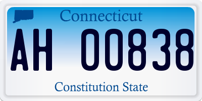 CT license plate AH00838