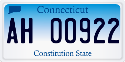 CT license plate AH00922