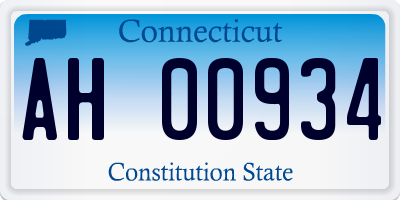 CT license plate AH00934