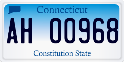 CT license plate AH00968