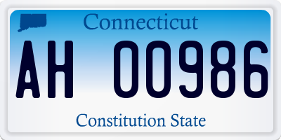 CT license plate AH00986