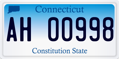 CT license plate AH00998