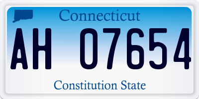 CT license plate AH07654