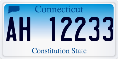 CT license plate AH12233
