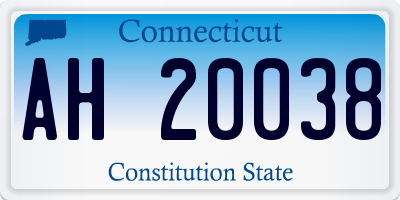 CT license plate AH20038
