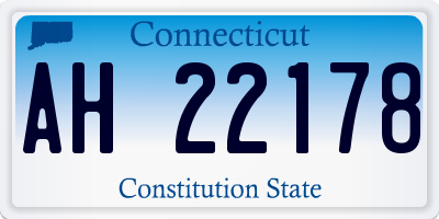 CT license plate AH22178