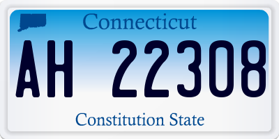 CT license plate AH22308