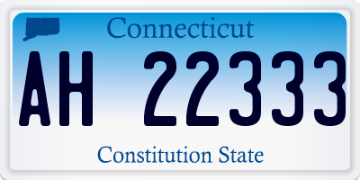 CT license plate AH22333