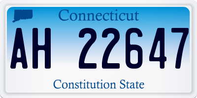 CT license plate AH22647