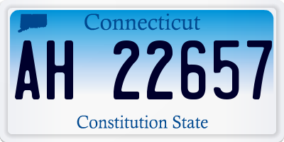 CT license plate AH22657