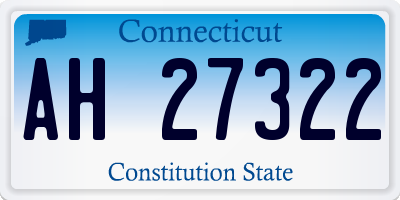 CT license plate AH27322