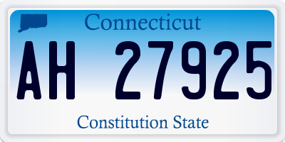 CT license plate AH27925