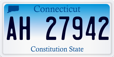 CT license plate AH27942
