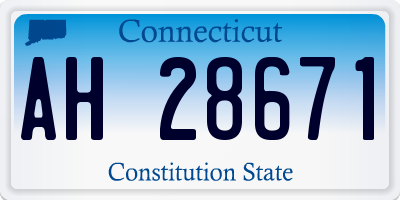 CT license plate AH28671
