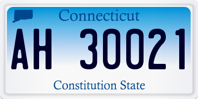 CT license plate AH30021