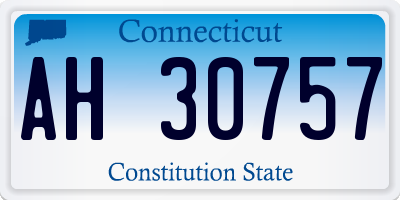 CT license plate AH30757