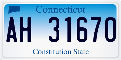 CT license plate AH31670