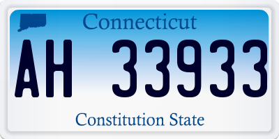 CT license plate AH33933