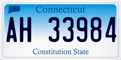 CT license plate AH33984