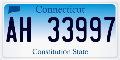 CT license plate AH33997