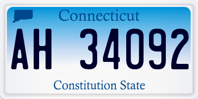 CT license plate AH34092