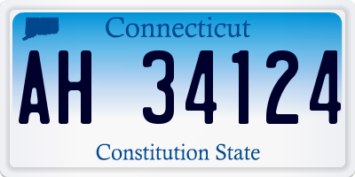 CT license plate AH34124