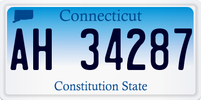 CT license plate AH34287