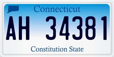 CT license plate AH34381