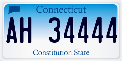 CT license plate AH34444