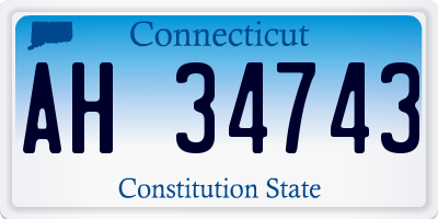 CT license plate AH34743