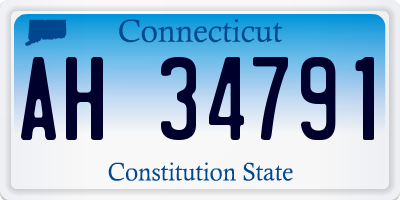 CT license plate AH34791