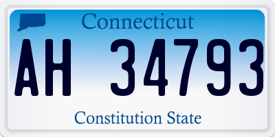 CT license plate AH34793